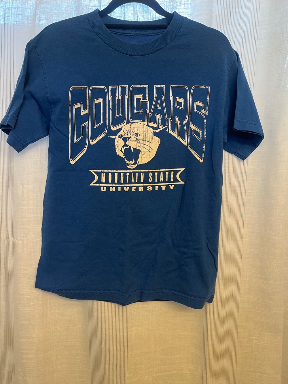 Mountain State University Cougars Tee! Love the blue and white lettering